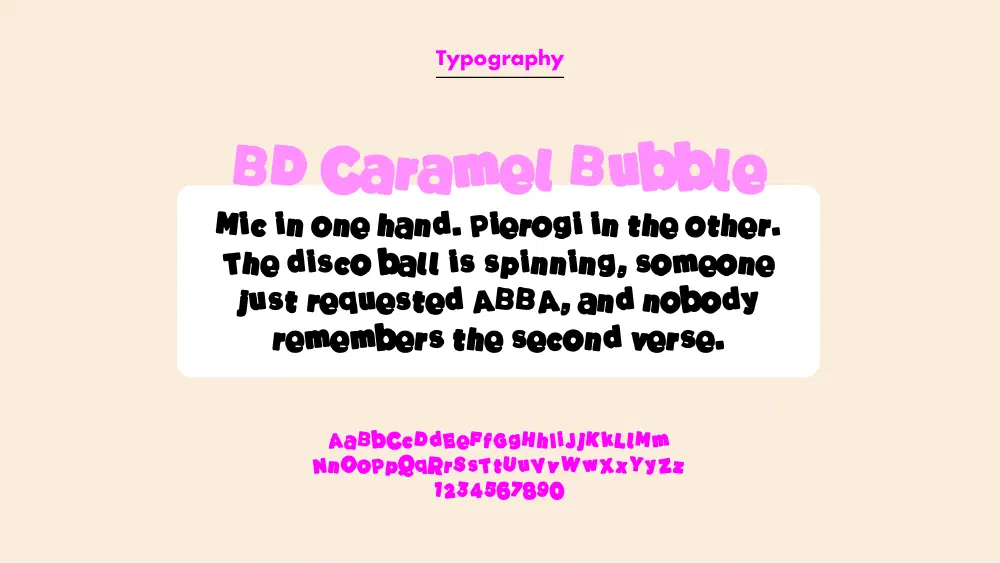 BD Caramel Bubble type specimen