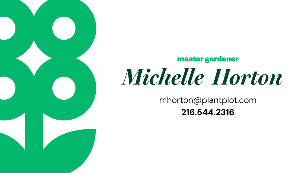 Business card for Michelle Horton, master gardener