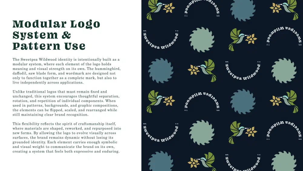 Modular logo system used as a repeating pattern